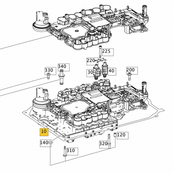 Mercedes 9G-Tronic elektrohydraulisk styreenhet A 222 270 27 04 - eksplodert visning