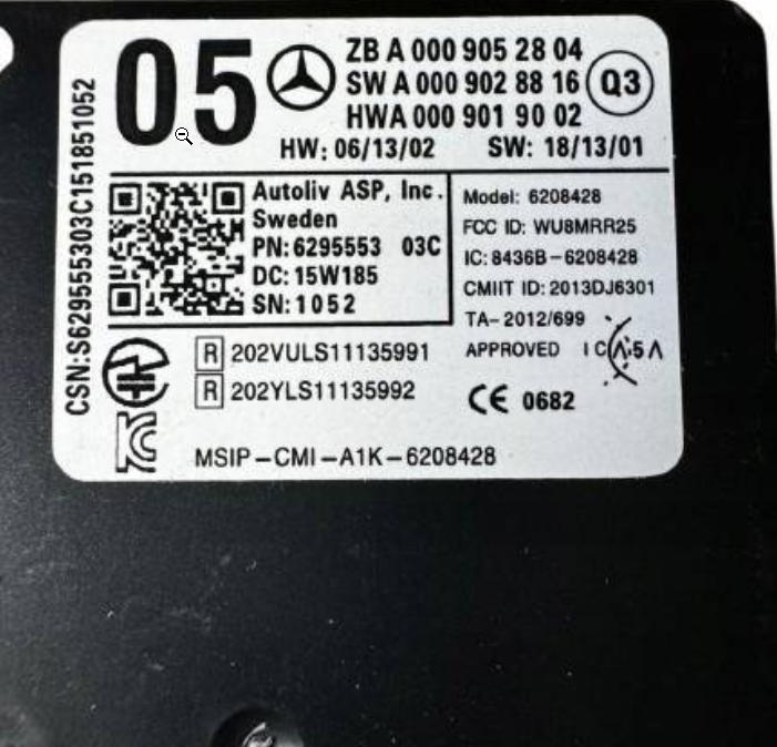 Radarsensor til Mercedes-Benz C 350 e A0009058204 ny original.