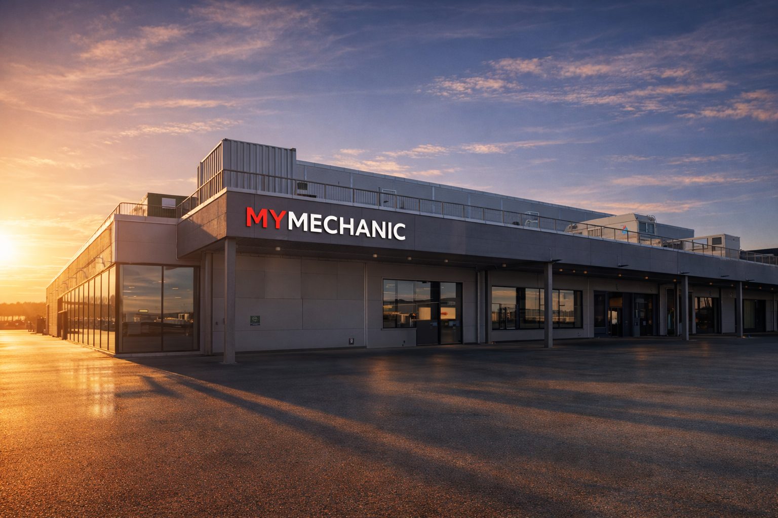 MyMechanic-bygget på Tiller i gylden kveldssol